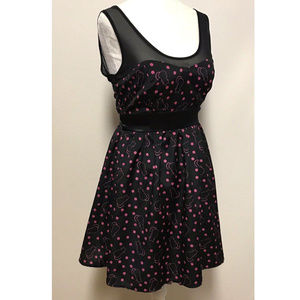 Hot Topic Cats & Polka Dots Printed Skater Dress
